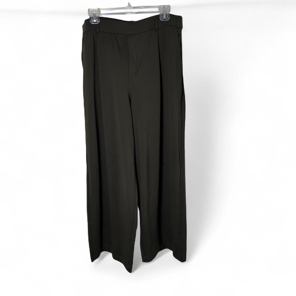 Halara Pants‎ 1X Olive Green Elastic Waist Pull On Wide Leg Pockets Stretch